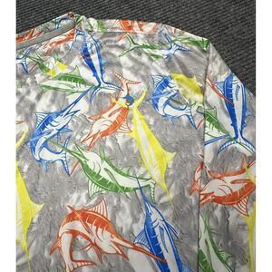 Reel Legends Shirt Mens Small Gray Realtree Fishing Marlin Print Long Sleeve